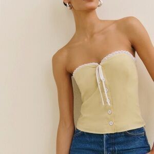 Reformation Dalia Convertible Strapless Top - Strapless Yellow Button-Up Top NWT
